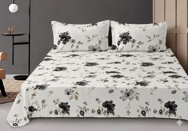 Dribble_Floral_Pearl_Queen_Size_Bedsheet_with_2_Pillow_Covers_|_186_TC_Soft_Cotton_Feel_Bed_Sheet_|_Breathable_Printed_Bedding_Set_|_Skin-Friendly_&_Durable_for_Bedroom,_Home_&_Hotel