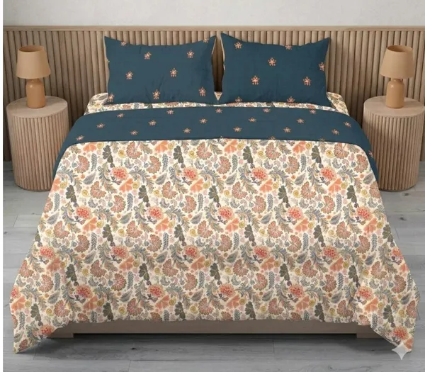 Dribble_King_Size_Bedsheet_210_TC_with_2_Pillow_Covers_�_108_x_108_Inches_Extra_Large_�_Soft_Cotton_Fabric,_Breathable_Printed_Bedding_Set_for_Bedroom_Home_Hotel_Design_-_Eternal_Spring