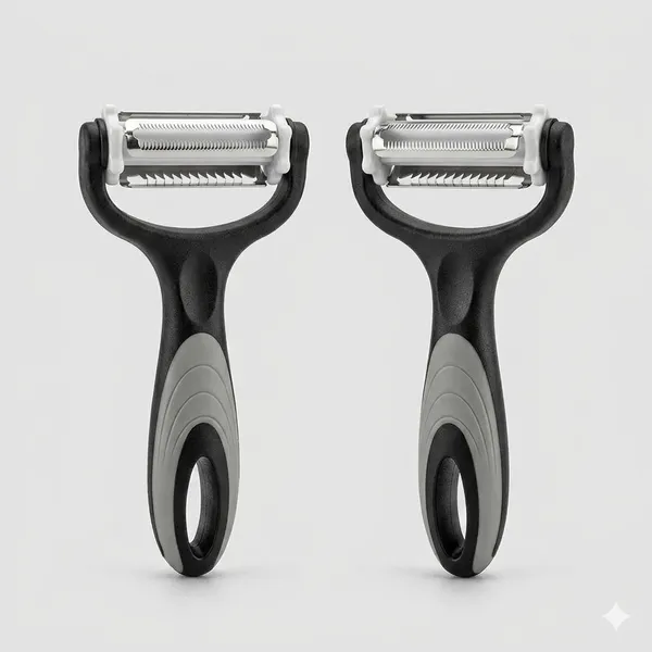 Dribble_Premium_3_In_1_Multi_Functional_Peeler_With_Sharp_Stainless_Steel_Straight_Serrated_And_Julienne_Blades_For_Potatoes_Carrots_Vegetables_Fruits_And_Salads_Black_Gray_Pack_Of_1_-_Pack_Of_2