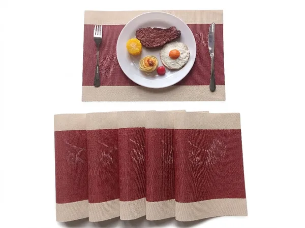 Dribble_PVC_Placemats_Set_of_6_|_Heat-Resistant,_Washable,_Waterproof_Table_Mats_|_Anti-Slip_Dining_Table_Placemats_for_Kitchen_&_Home_Decor_�_45x30cm,_Design_-_Desert_Wine