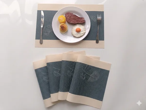 Dribble_PVC_Placemats_Set_of_4_|_Heat-Resistant,_Washable,_Waterproof_Table_Mats_|_Anti-Slip_Dining_Table_Placemats_for_Kitchen_&_Home_Decor_�_45x30cm,_Design_-_Olive_Sand