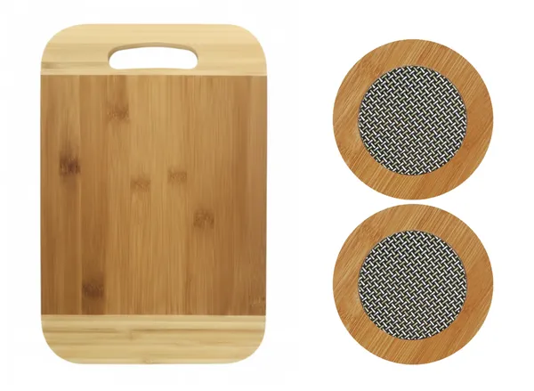 Dribble_Premium_Bamboo_Kitchen_Combo_Set_|_Large_Bamboo_Wood_Chopping_Board_32x22x2cm_&_Eco-Friendly_Bamboo_Wooden_Coasters/Heat_Pads_Pack_of_2_|_BPA-Free_Anti-Microbial_Cutting_Board_for_Vegetables,_Fruits,_Meat_&_Cheese_|_Durable_Kitchen_Accessories