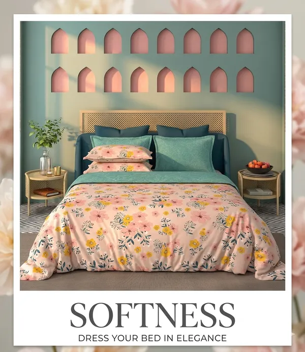 Dribble_King_Size_Bedsheet_210TC_with_2_Pillow_Covers_108x108_Inches_Extra_Large_�Soft_Cotton_Fabric,_Breathable_Printed_Bedding_Set_for_Bedroom_Home_Hotel_Design-Wildflower_Charm