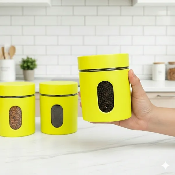 Dribble_Stainless_Steel_Storage_Jar_Set_Of_3_With_Glass_Window_|_Airtight_Kitchen_Canister_Containers_For_Rice,_Pulses,_Spices_&_Dry_Fruits_|_Moisture_Proof_(Yellow)_(730Ml_Each)