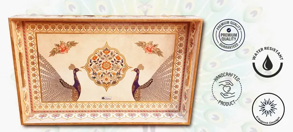 Dribble_Premium_Mdf_Wood_Serving_Tray_Large_Gold_Engraved_Decorative_Trays_Waterproof_Enamel_Coated_Peacock_Plazo_Design_Rectangular_For_Kitchen_Dining_Gifting