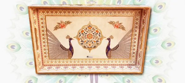 Dribble_Premium_Mdf_Wood_Serving_Tray_Large_Gold_Engraved_Decorative_Trays_Waterproof_Enamel_Coated_Peacock_Plazo_Design_Rectangular_For_Kitchen_Dining_Gifting