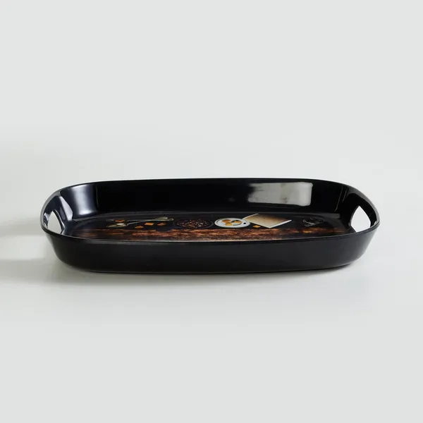 Dribble_100%_Pure_Melamine_Serving_Tray_with_Handle_Small,_Food_Grade,_BPA_Free,_for_Kitchen,_Dining,_Serving_Tea,_Coffee_and_Meals,_Shape_Rectangular,_Design:_Cafe_Culture_Pack_of_2