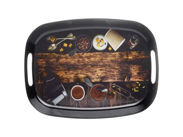 Dribble_100%_Pure_Melamine_Serving_Tray_with_Handle_Small,_Food_Grade,_BPA_Free,_for_Kitchen,_Dining,_Serving_Tea,_Coffee_and_Meals,_Shape_Rectangular,_Design:_Cafe_Culture_Pack_of_2