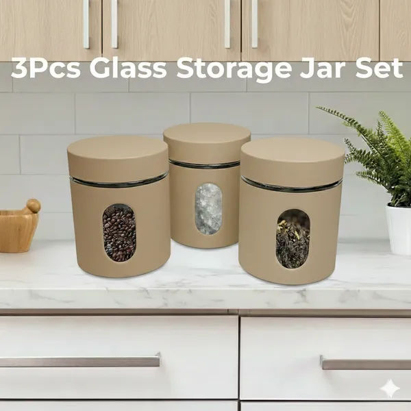 Dribble_Stainless_Steel_Storage_Jar_Set_Of_3_With_Glass_Window_|_Airtight_Kitchen_Canister_Containers_For_Rice,_Pulses,_Spices_&_Dry_Fruits_|_Moisture_Proof_(Beige)_(400Ml_Each)