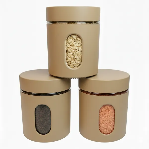Dribble_Stainless_Steel_Storage_Jar_Set_Of_3_With_Glass_Window_|_Airtight_Kitchen_Canister_Containers_For_Rice,_Pulses,_Spices_&_Dry_Fruits_|_Moisture_Proof_(Beige)_(400Ml_Each)