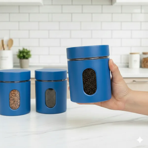 Dribble_Stainless_Steel_Storage_Jar_Set_Of_3_With_Glass_Window_|_Airtight_Kitchen_Canister_Containers_For_Rice,_Pulses,_Spices_&_Dry_Fruits_|_Moisture_Proof_(Blue)_(730Ml_Each)