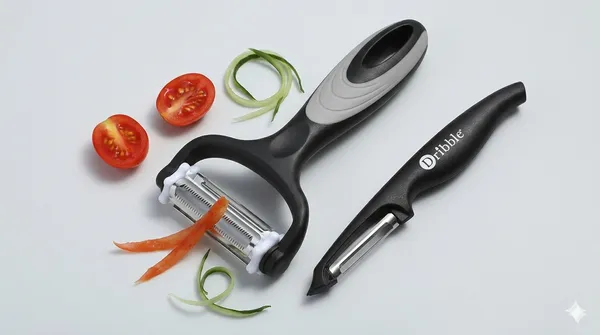 Dribble_Premium_Vegetable_Peeler_Combo_Set_|_Sharp_Stainless_Steel_Blade_Peeler_+_3_in_1_Multi-Functional_Peeler_with_Straight,_Serrated_&_Julienne_Blades_|_Ergonomic_Easy_Grip_Handle_for_Fruits_&_Vegetables_|_Black
