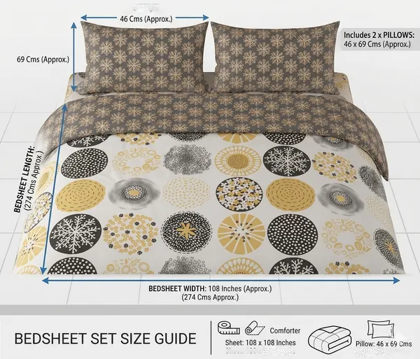 Dribble_King_Size_Bedsheet_210_TC_with_2_Pillow_Covers_�_108_x_108_Inches_Extra_Large_�_Soft_Cotton_Fabric,_Breathable_Printed_Bedding_Set_for_Bedroom_Home_Hotel_Design_-_Floral_Fusion