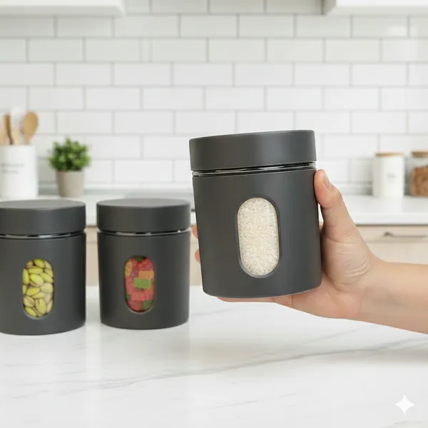 Dribble_Stainless_Steel_Storage_Jar_Set_Of_3_With_Glass_Window_|_Airtight_Kitchen_Canister_Containers_For_Rice,_Pulses,_Spices_&_Dry_Fruits_|_Moisture_Proof_(Grey)_(400Ml_Each)