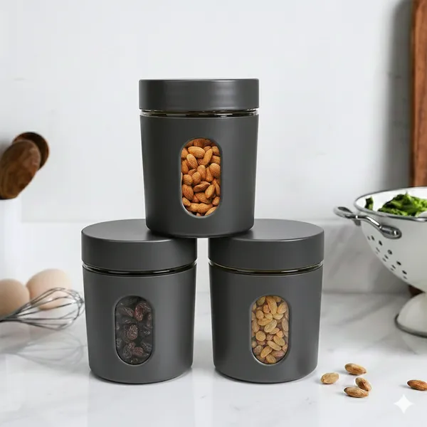 Dribble_Stainless_Steel_Storage_Jar_Set_Of_3_With_Glass_Window_|_Airtight_Kitchen_Canister_Containers_For_Rice,_Pulses,_Spices_&_Dry_Fruits_|_Moisture_Proof_(Grey)_(400Ml_Each)