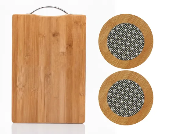 Dribble_Premium_Bamboo_Kitchen_Combo_Set_|_Large_Bamboo_Wood_Chopping_Board_32x22x2cm_&_Eco-Friendly_Bamboo_Wooden_Coasters/Heat_Pads_Pack_of_2_|_BPA-Free_Anti-Microbial_Cutting_Board_for_Vegetables,_Fruits,_Meat_&_Cheese_|_Durable_Kitchen_Accessories