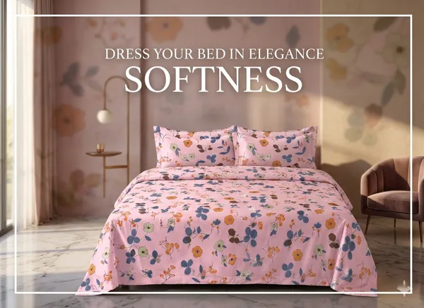 Dribble_Blooming_Pink_Queen_Size_Bedsheet_with_2_Pillow_Covers_|_186_TC_Soft_Cotton_Feel_Bed_Sheet_|_Breathable_Printed_Bedding_Set_|_Skin-Friendly_&_Durable_for_Bedroom,_Home_&_Hotel