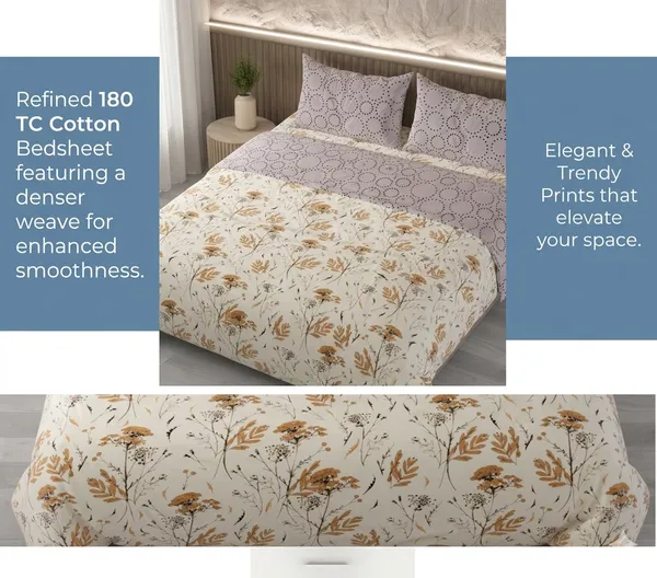 Dribble_King_Size_Bedsheet_210_TC_with_2_Pillow_Covers_�_108_x_108_Inches_Extra_Large_�_Soft_Cotton_Fabric,_Breathable_Printed_Bedding_Set_for_Bedroom_Home_Hotel_Design_-_Earthy_Patels
