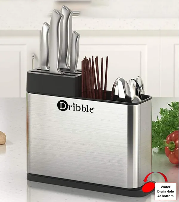 Dribble_Stainless_Steel_Spoon_Stand_&_Knife_Holder_for_Kitchen_Countertop_|_Rustproof_Cutlery_Organizer_for_Spoons,_Forks,_Spatula_&_Knives_|_Durable_Steel_Utensil_Stand