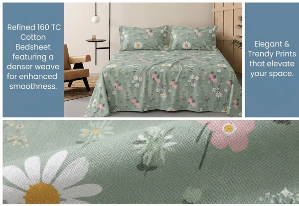 Dribble_Olive_Bloom_Queen_Size_Bedsheet_with_2_Pillow_Covers_|_186_TC_Soft_Cotton_Feel_Bed_Sheet_|_Breathable_Printed_Bedding_Set_|_Skin-Friendly_&_Durable_for_Bedroom,_Home_&_Hotel