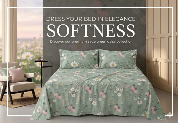 Dribble_Olive_Bloom_Queen_Size_Bedsheet_with_2_Pillow_Covers_|_186_TC_Soft_Cotton_Feel_Bed_Sheet_|_Breathable_Printed_Bedding_Set_|_Skin-Friendly_&_Durable_for_Bedroom,_Home_&_Hotel
