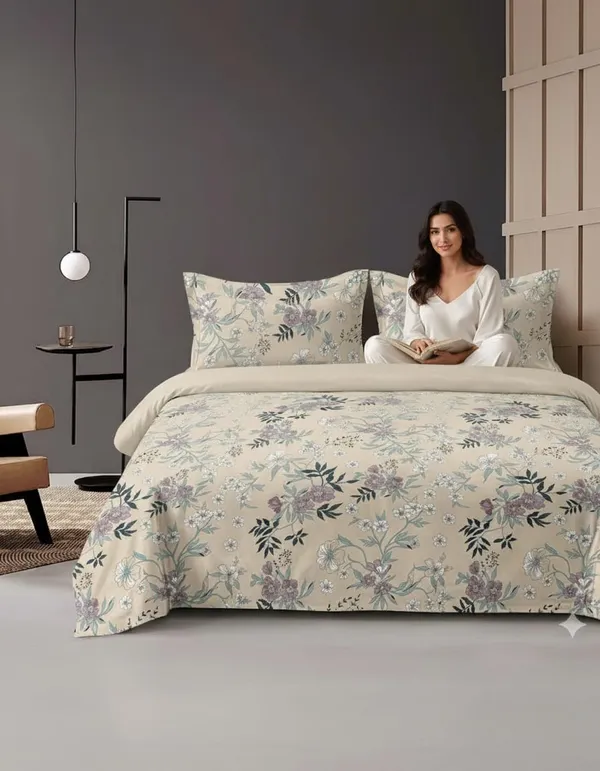 Dribble_Sand_Blossom_Queen_Size_Bedsheet_with_2_Pillow_Covers_|_186_TC_Soft_Cotton_Feel_Bed_Sheet_|_Breathable_Printed_Bedding_Set_|_Skin-Friendly_&_Durable_for_Bedroom,_Home_&_Hotel