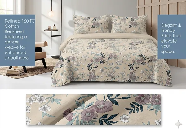 Dribble_Sand_Blossom_Queen_Size_Bedsheet_with_2_Pillow_Covers_|_186_TC_Soft_Cotton_Feel_Bed_Sheet_|_Breathable_Printed_Bedding_Set_|_Skin-Friendly_&_Durable_for_Bedroom,_Home_&_Hotel