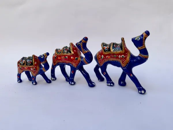 Blue_Enamel_Handpainted_Metal_Camel_Figurine_Set_of_3