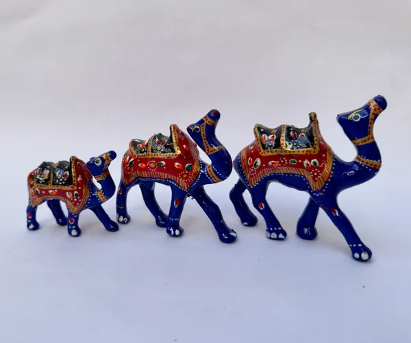 Blue_Enamel_Handpainted_Metal_Camel_Figurine_Set_of_3