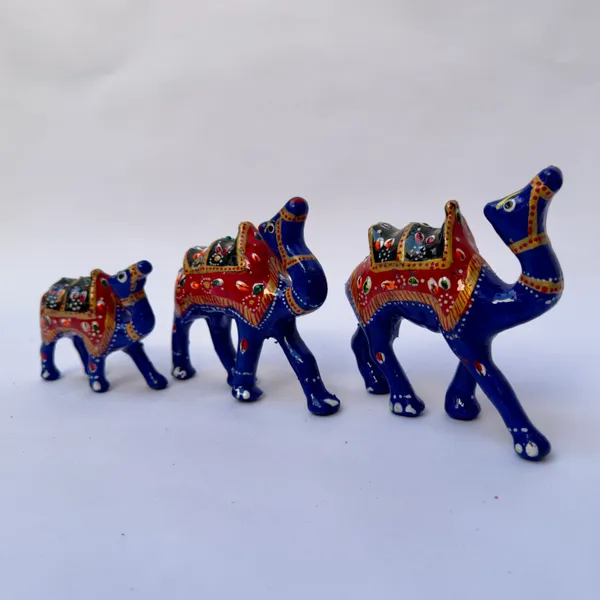 Blue_Enamel_Handpainted_Metal_Camel_Figurine_Set_of_3