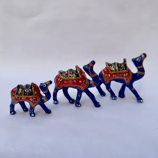 Blue_Enamel_Handpainted_Metal_Camel_Figurine_Set_of_3