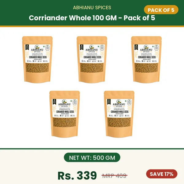 Abhianu_Spices_Coriander_Whole_Sabut_Dhania_500_GM_(5*_100_GM_Pack)