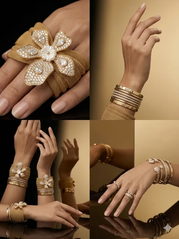 Gold_Mesh_Diamond_Flower_Bracelet_For_Women