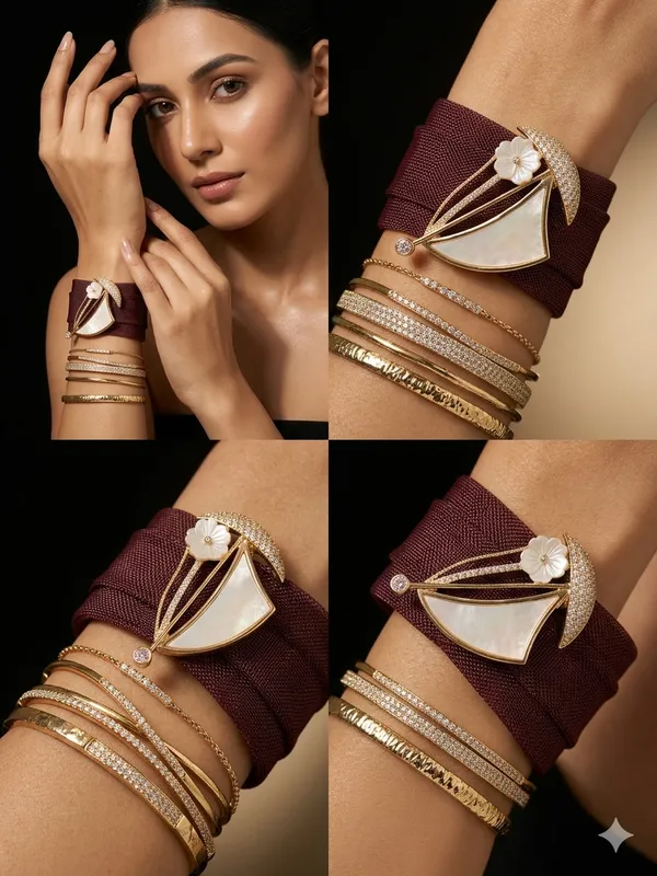 Gold_Plated_Crystal_Embellished_Cocktail_Bracelet_For_Women