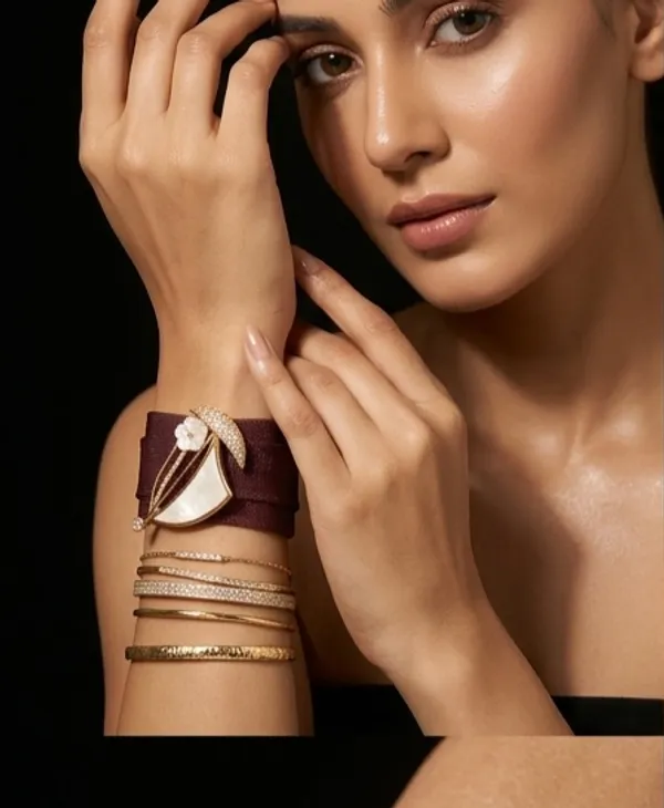 Gold_Plated_Crystal_Embellished_Cocktail_Bracelet_For_Women