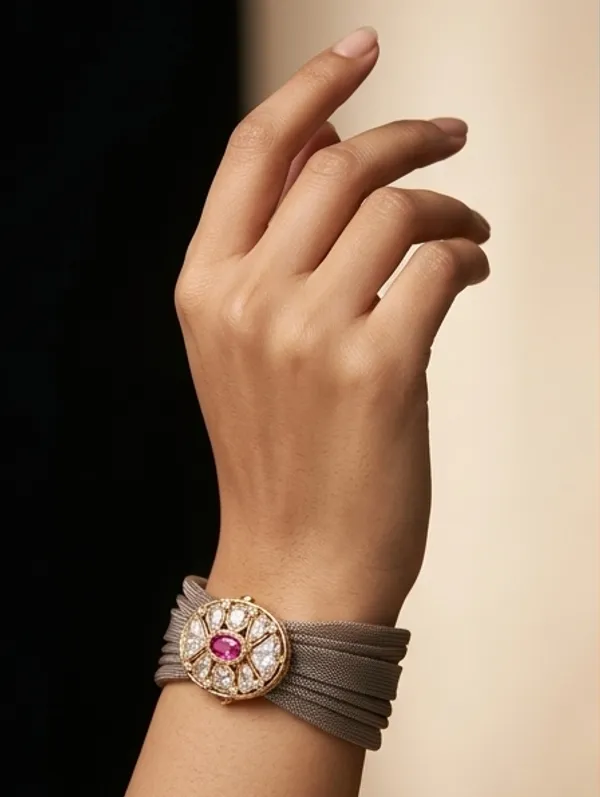 Grey_Floral_Statement_Bracelet_For_Women