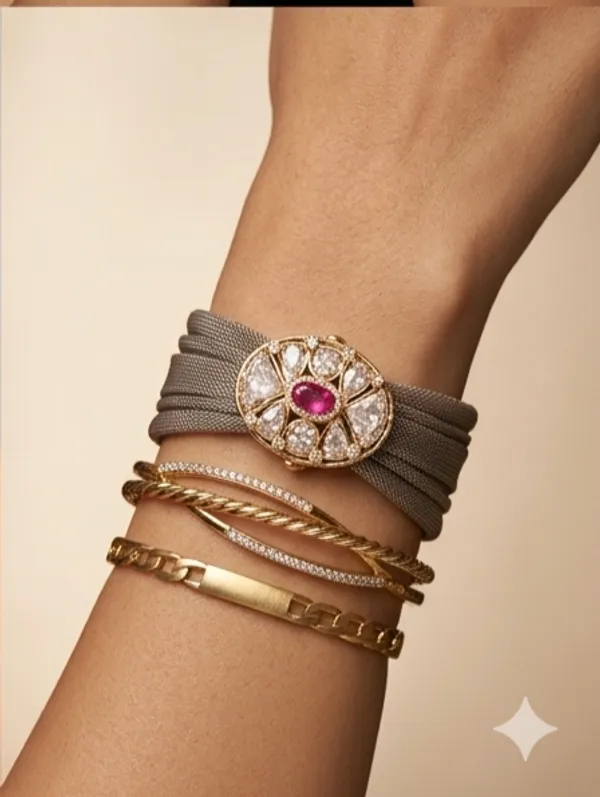 Grey_Floral_Statement_Bracelet_For_Women