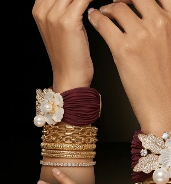 Maroon_Silk_Floral_Pearl_Embellished_Bracelet_For_Women