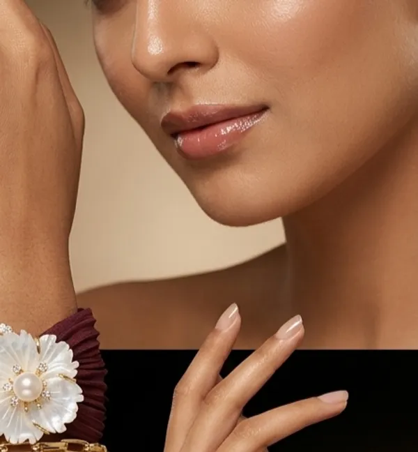 Maroon_Silk_Floral_Pearl_Embellished_Bracelet_For_Women