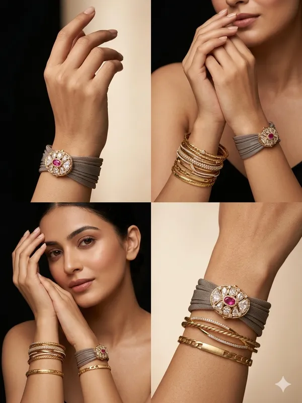 Grey_Floral_Statement_Bracelet_For_Women