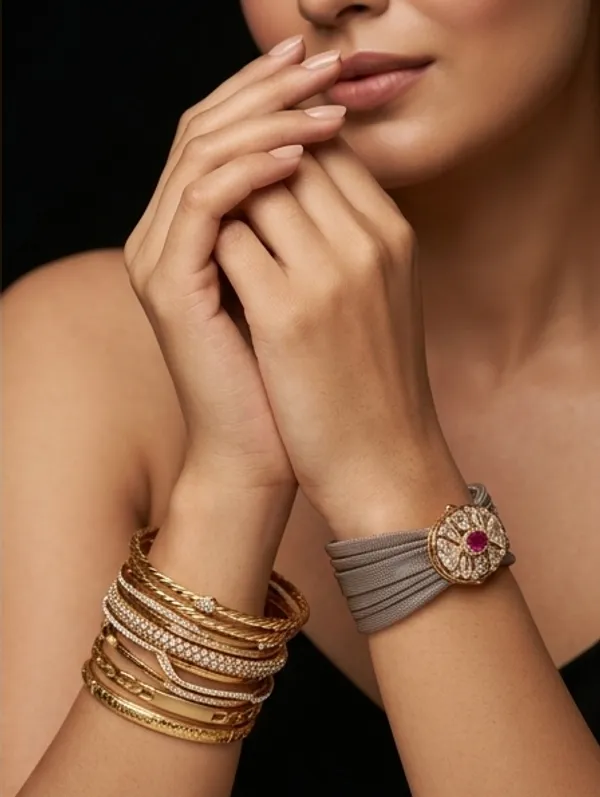 Grey_Floral_Statement_Bracelet_For_Women