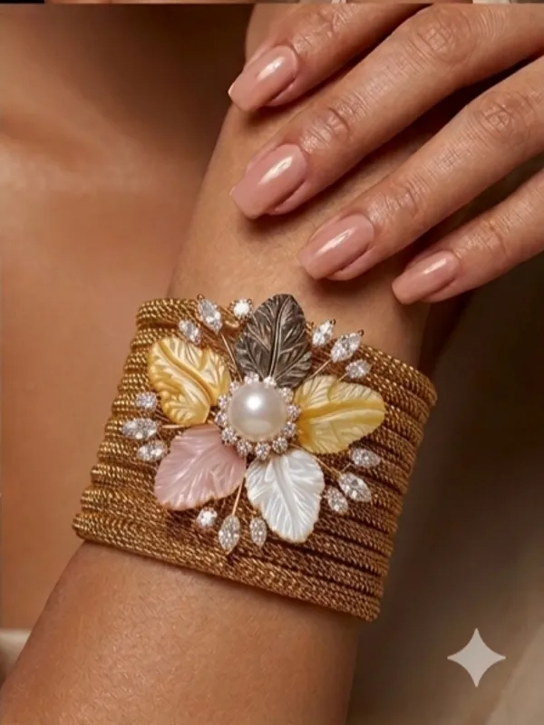 Gold_Mesh_Floral_Pearl_And_Crystal_Statement_Cuff_Bracelet