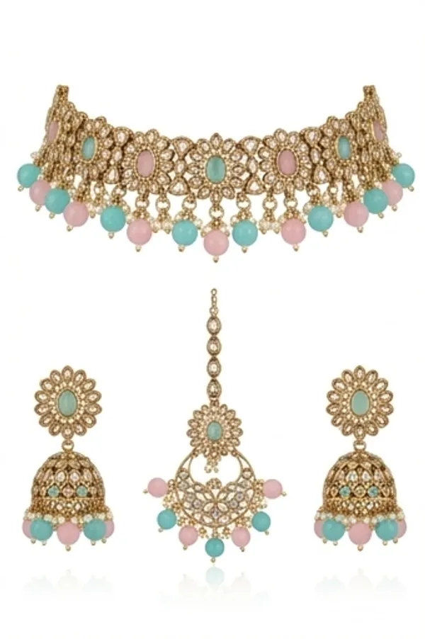 Mint_And_Pink_Kundan_Necklace_Set_With_Matching_Earrings