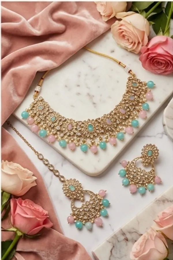 Mint_And_Pink_Kundan_Necklace_Set_With_Matching_Earrings