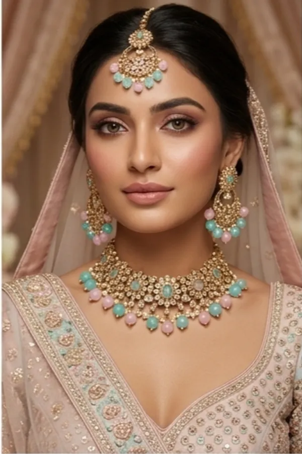 Mint_And_Pink_Kundan_Necklace_Set_With_Matching_Earrings