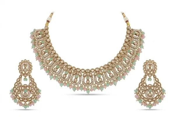 Mint_And_Pink_Kundan_Necklace_Set_With_Matching_Earrings