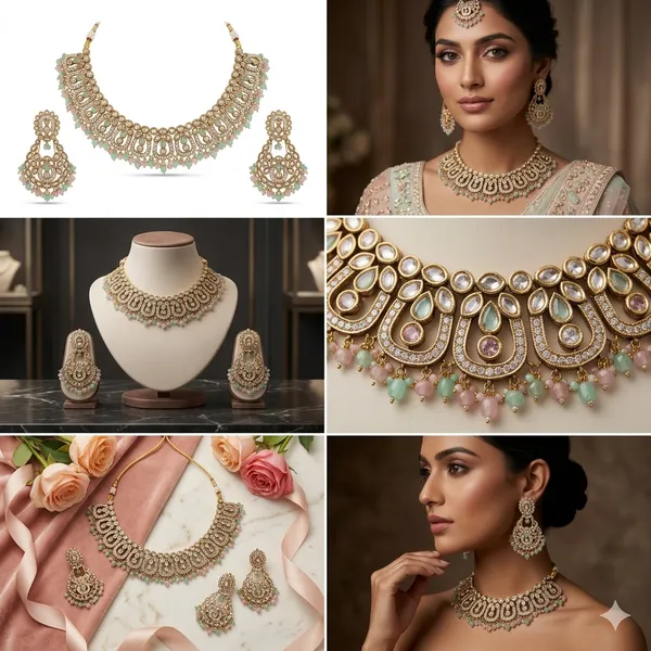 Mint_And_Pink_Kundan_Necklace_Set_With_Matching_Earrings