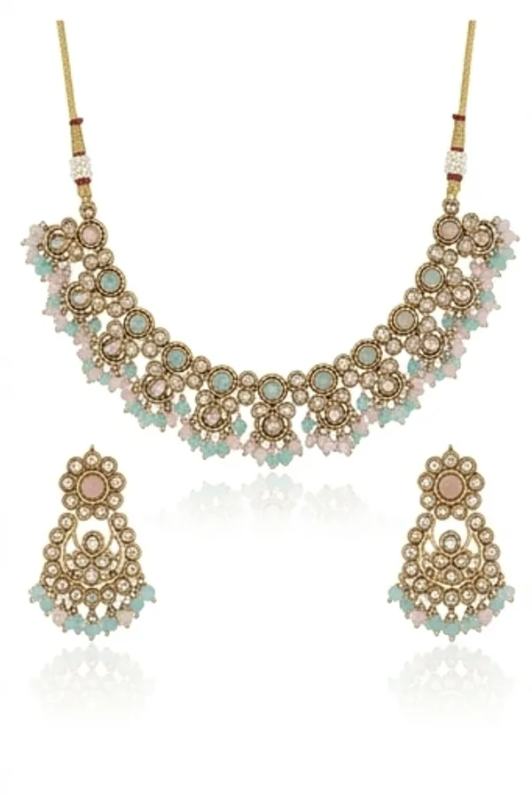 Mint_And_Pink_Kundan_Necklace_Set_With_Matching_Earrings