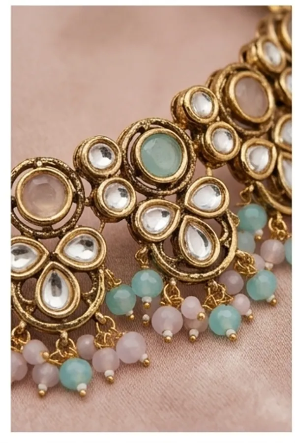 Mint_And_Pink_Kundan_Necklace_Set_With_Matching_Earrings
