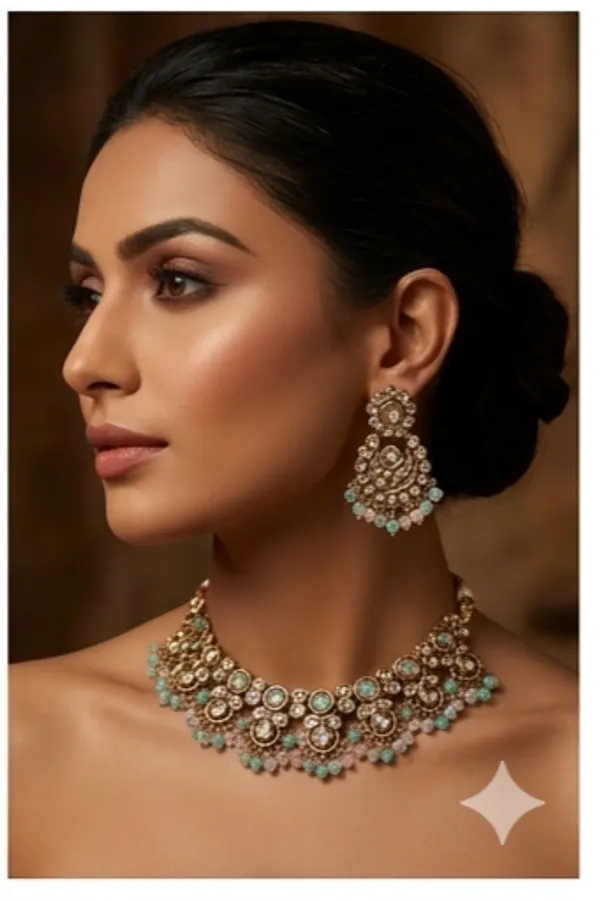 Mint_And_Pink_Kundan_Necklace_Set_With_Matching_Earrings